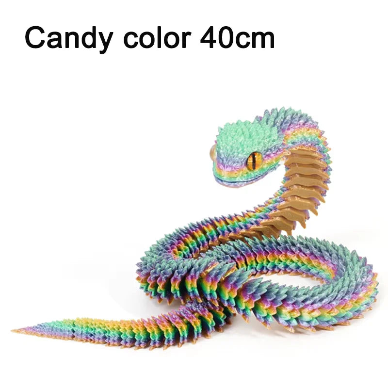 3D Printed Snake Luminous Movable Joint Simulation Snake Figurine Creative Home Office Desktop Decoration New Year Gifts Crafts
