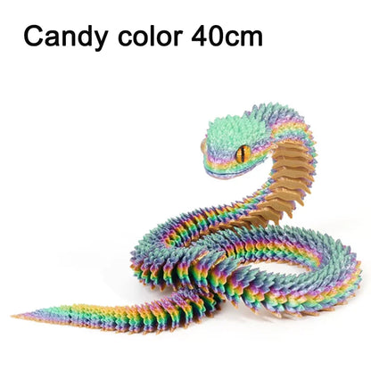 3D Printed Snake Luminous Movable Joint Simulation Snake Figurine Creative Home Office Desktop Decoration New Year Gifts Crafts