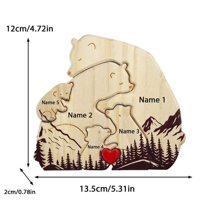 Personalized Art Wooden Bear Family Puzzle, Baby's Birth Gift, Thanksgiving Christmas Holiday Heart Warmer Gift, Gift for Mom