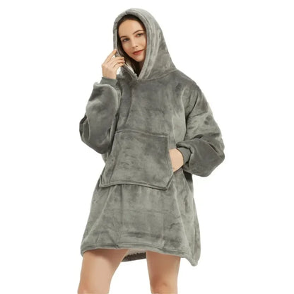 Winter Oversized Hoodie Blanket | Fleece TV Wearable Blanket with Sleeves