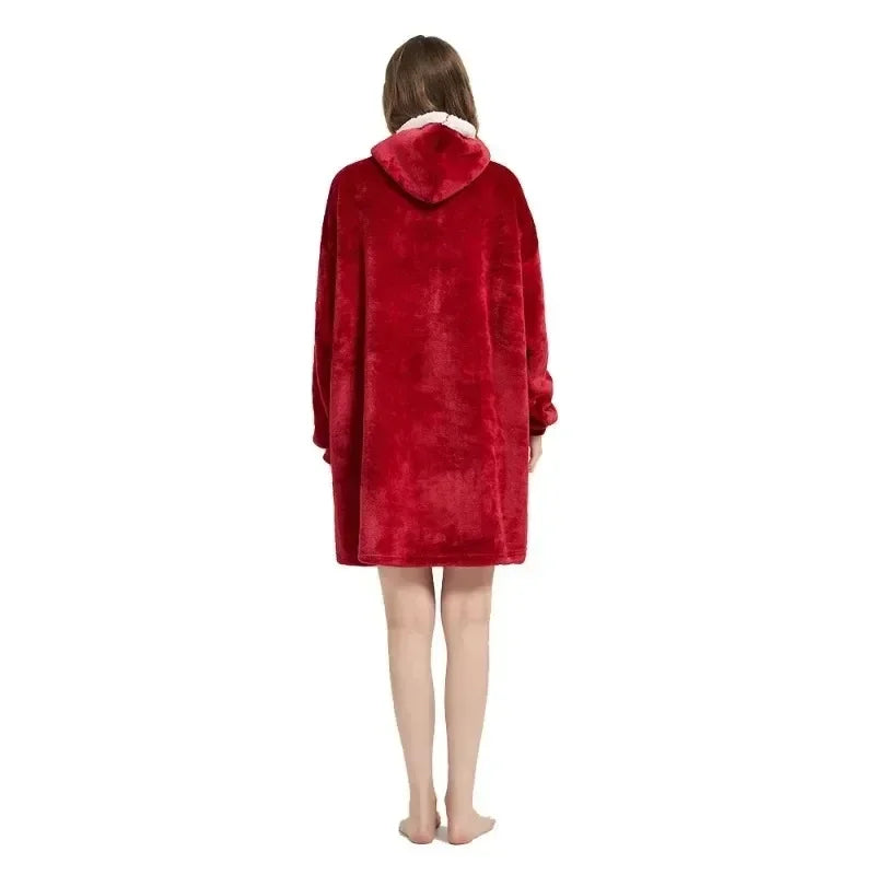 Winter Oversized Hoodie Blanket | Fleece TV Wearable Blanket with Sleeves