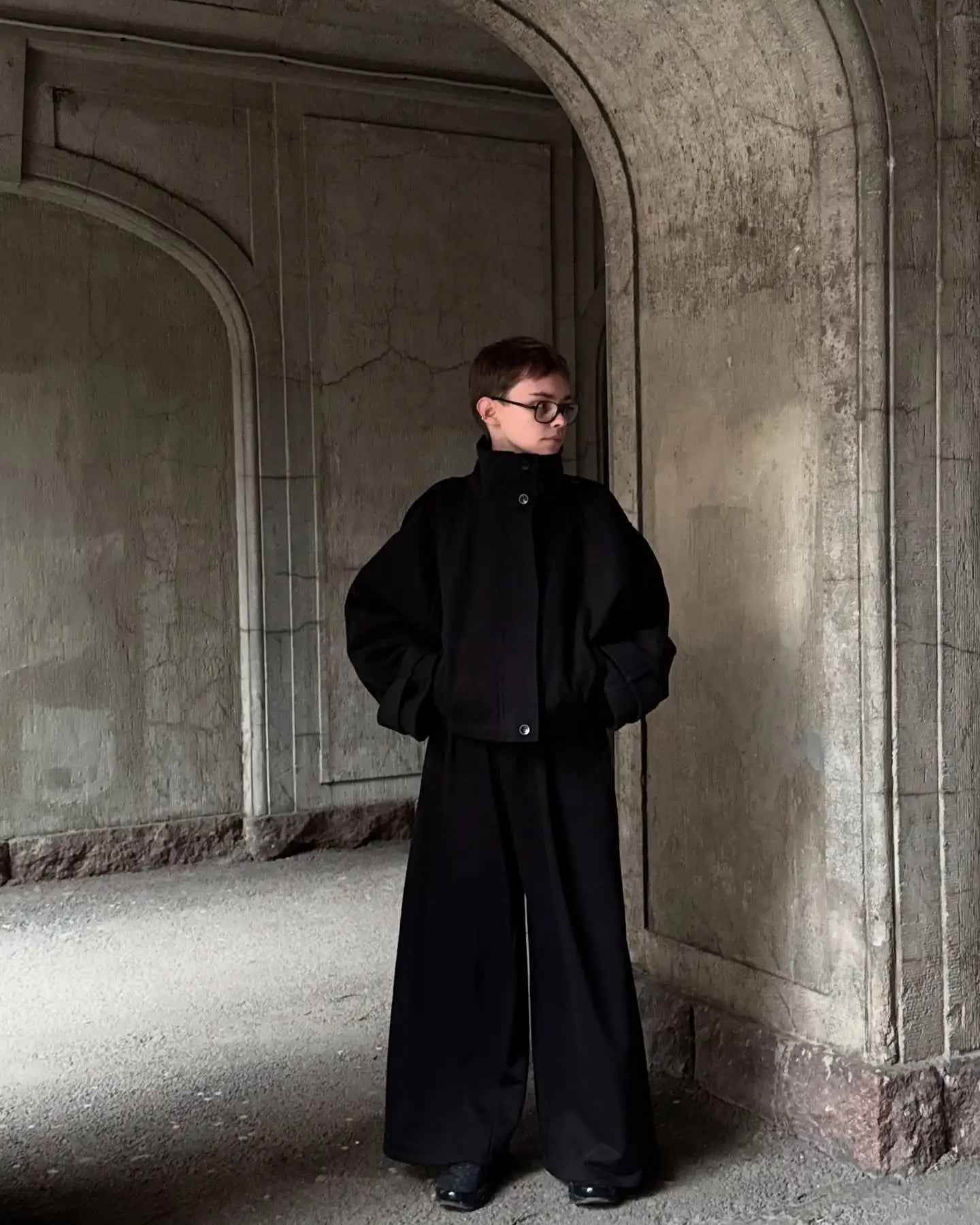 Urban Black Woolen Blend Coats Women Stand Collar Single-breasted Long Sleeve Thick Warm Jacket 2025 Autumn Winter Lady Outwear