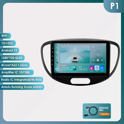 Hizpo 2Din 9inch Android13 Car Radio for Hyundai i10 2007- 2013 BT 4G Auto CarPlay Navi GPS RDS DSP UI7862 Intelligent System