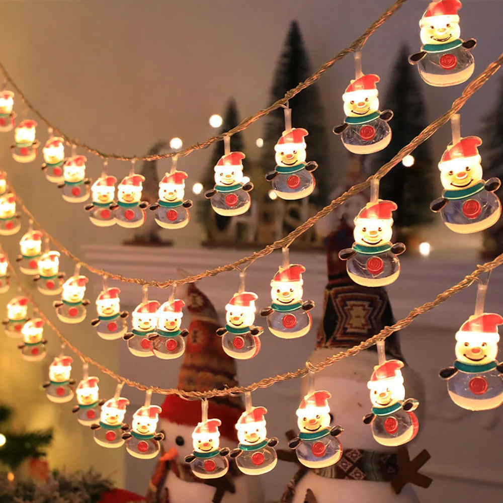 1.5M/3M Christmas LED Lights String,Santa Claus Snowman Hanging Lamp Fairy Light Garland,Christmas Home Decoration 2025