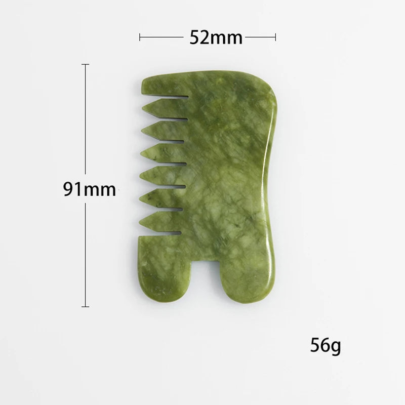 Natural Jade Gua Sha Comb & Board – Spa, Facial, Body Massage & Skin Beauty Tool