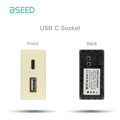 BSEED 65W PD Fast Charge Module Quick Charge Socket Part 1/2 USB Type-C 20W Wall Phone Charger Plug Support BSEED Frames