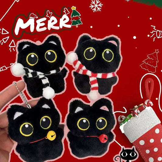 Cute Black Cat Plush Doll Pendant Toy Cartoon Soft Plush Toy Keychain Car Key Backpack Bag Decoration Kawaii Gift For Boys Girls