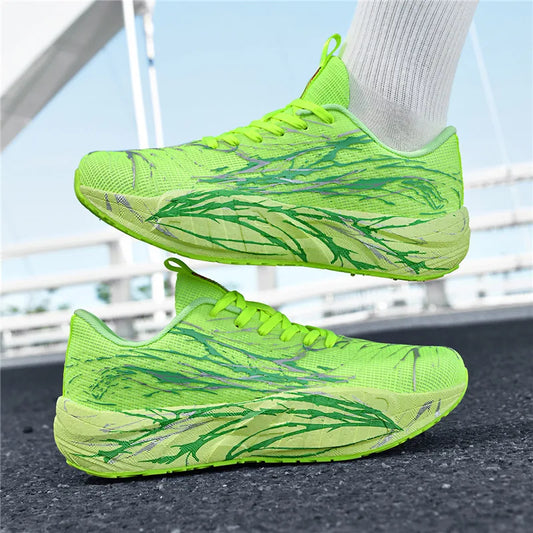 Men Sports Running Black Jogging Shoes Casual Sneakers Green Outdoor Breathable Mesh Women Light Shock-absorption White Tennis