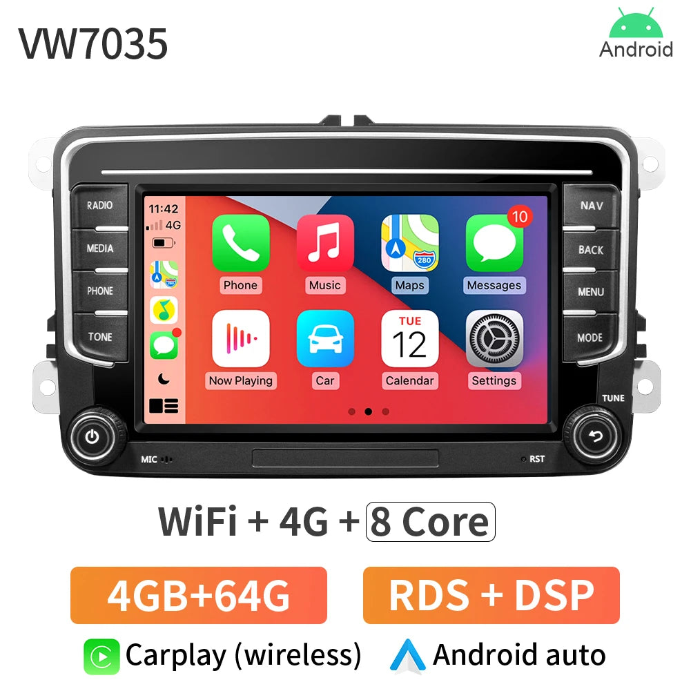 GRANDnavi 2Din Android 13 Car Radio GPS For VW / Volkswagen Skoda Octavia golf 5 6 touran passat B6 polo Jetta 2Din Radio Player