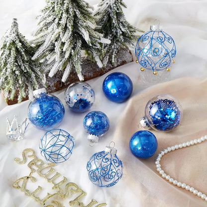 Shatterproof Clear Large Plastic Christmas Ball Ornaments Set with Stuffed Delicate Decorations for Holiday Tree Hanging Decora