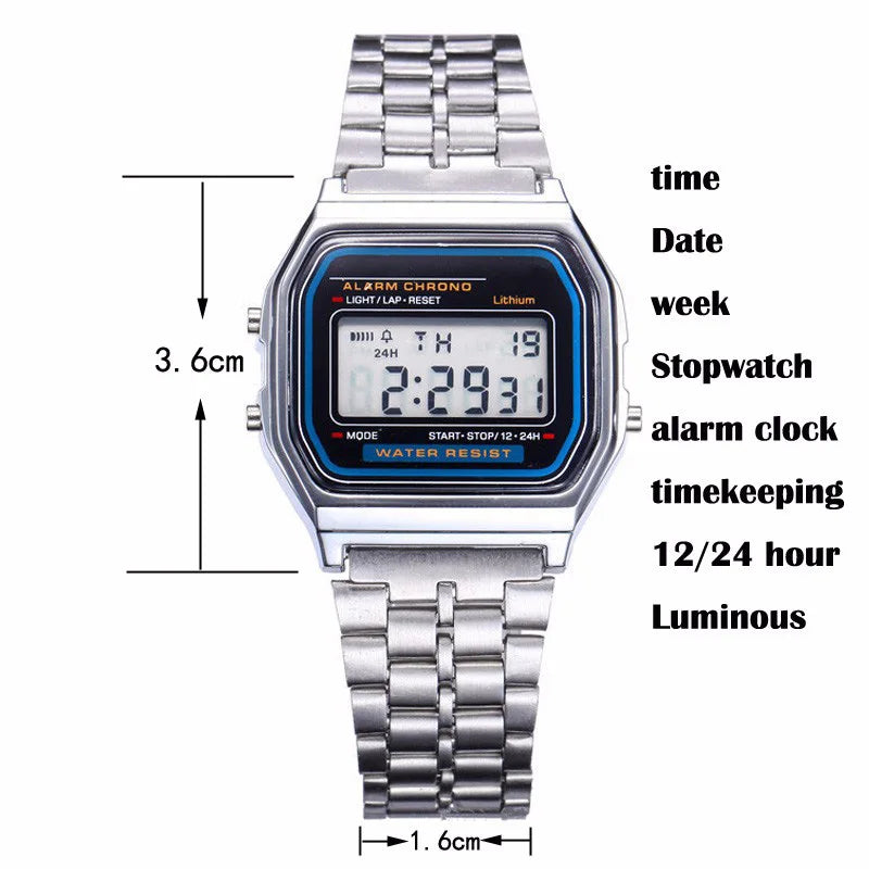 2025 Digital LED Sports Watch Men Women Waterproof Gold Casual Wristwatch