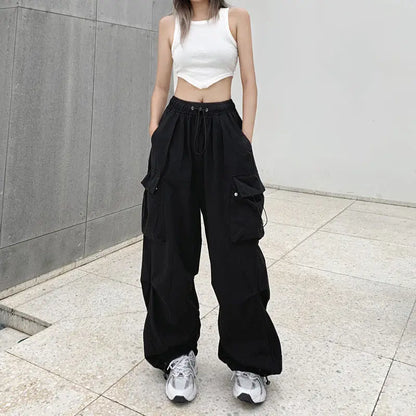 Retro Cargo Pants Women Fashion Streetwear High Waist Thin Casual Sweatpants Harajuku Sports Pants Woman Clothes Trousers Mujer