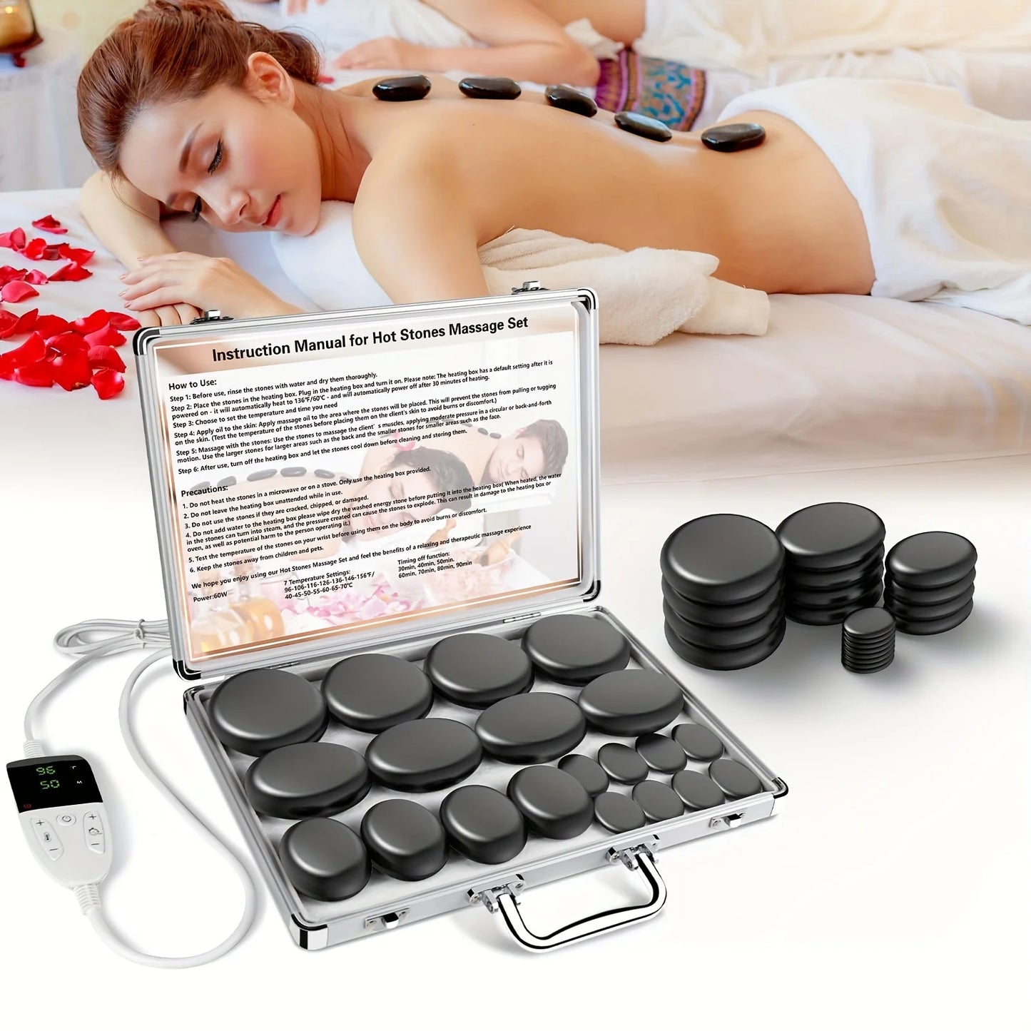 Hot Stone Massage Heater Box with Temperature Control Professional Spa Therapy Tool