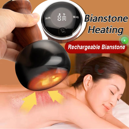 Electric Hot Stone Bianstone Guasha Massager Hot Compress SPA Back Muscle Relax