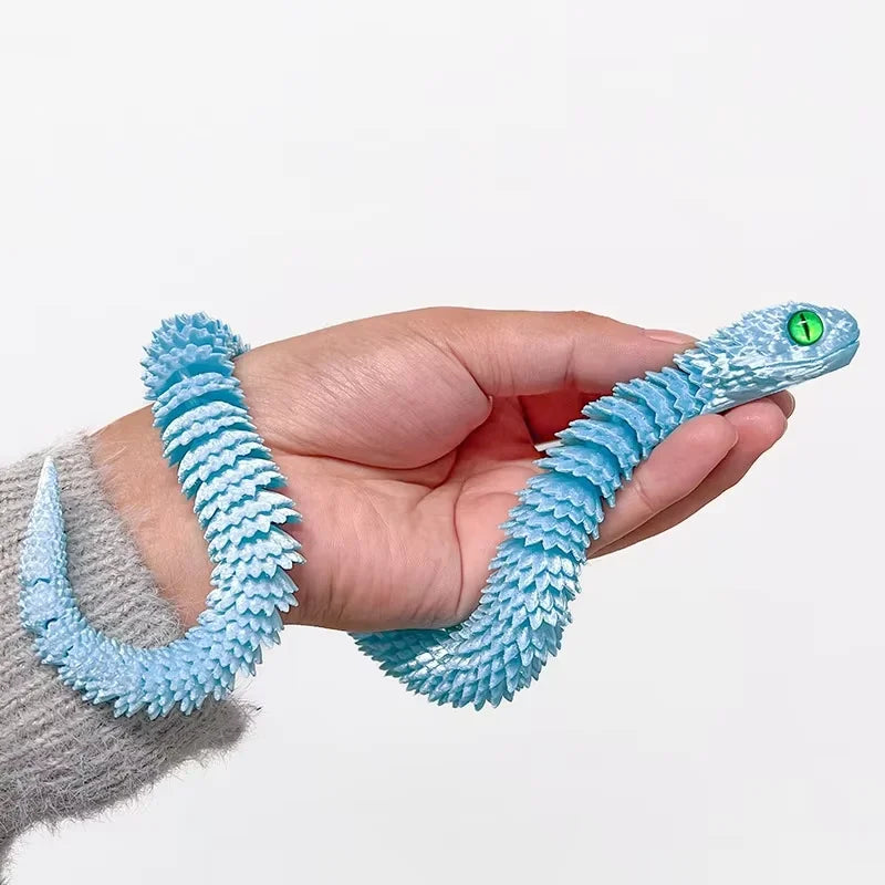 3D Printed Snake Luminous Movable Joint Simulation Snake Figurine Creative Home Office Desktop Decoration New Year Gifts Crafts