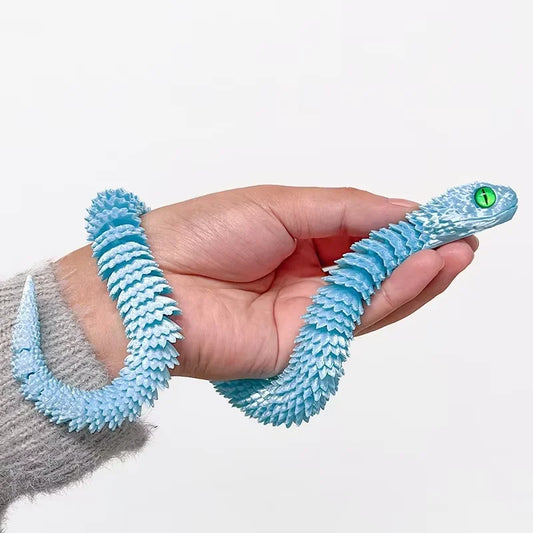 3D Printed Snake Luminous Movable Joint Simulation Snake Figurine Creative Home Office Desktop Decoration New Year Gifts Crafts