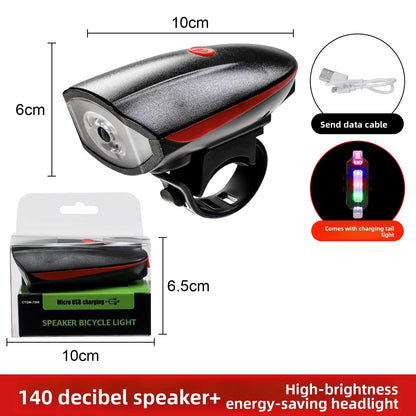 Bicycle Light Charging Night Riding Flashlight with Electric Horn Bicycle Accessories Cycling Equipment Headlights