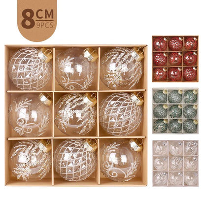 8cm PET Clear Decorative Christmas Ball Christmas Tree Ornament Sequin Christmas Decorative Ball Xmas Ornaments Home Decor
