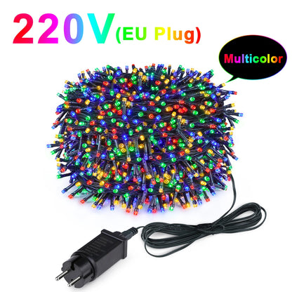Christmas Decor Lights for Home Village 2024 24V LED String 20m 30m Fairy Garland for Chrismas Tree Country Yard Garden Wedding