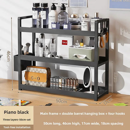 Prateleira de armazenamento de secretária multifuncional de 3 camadas – organizador que poupa espaço para o escritório e para a casa