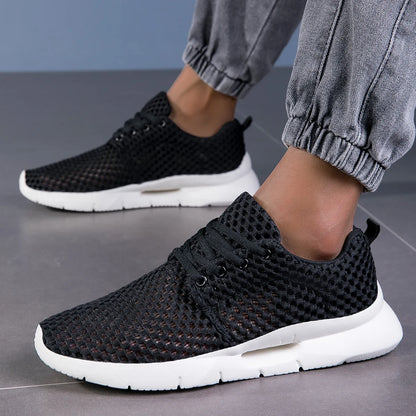 New White Mesh Shoes for Men Breathable Summer Lightweight Hiking Comfortable Casual Shoes Black Slip-On Driving Male Loafers