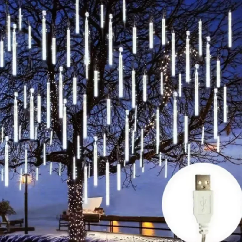 30/50cm Solar LED Meteor Shower Rain Lights Holiday String Lights Waterproof Garden Light Christmas Wedding Decoration