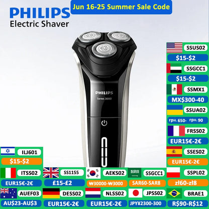 Philips New 3000 Series Electric Shaver Fast Shaving Flash Charging Men's Beard Trimmer Floating Head Intelligent Sensor Razor