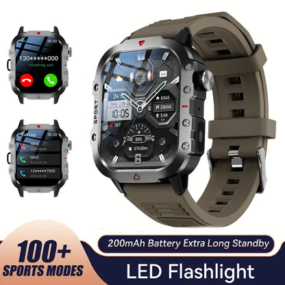 KESHUYOU Outdoor Smart Watch 2.01" HD LED Flashlight Bluetooth Talking Watch