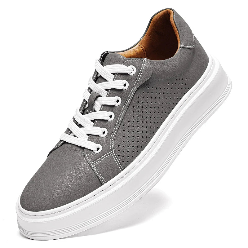 Genuine Leather Men's Summer Shoes Breathable Sneakers New Arrival Male Skateboard Footwear Versatile Trainers Tenis Masculino