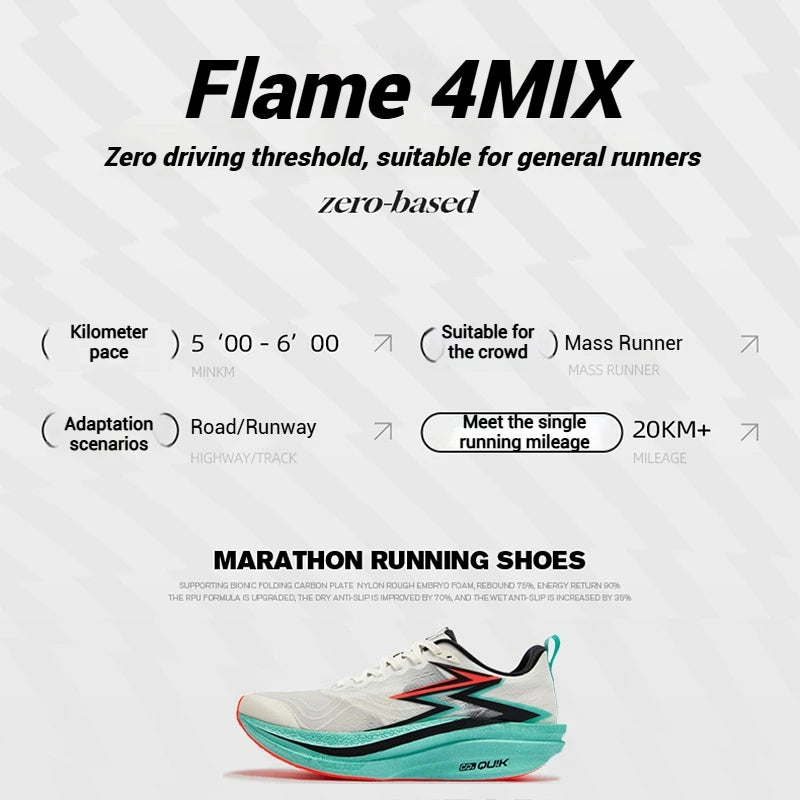 361 Degrees Flame 4.0 MIX Men Running Shoes Carbon Plate Racing Marathon Stable Rebound Wear-resistant Male Sneakers 672512204