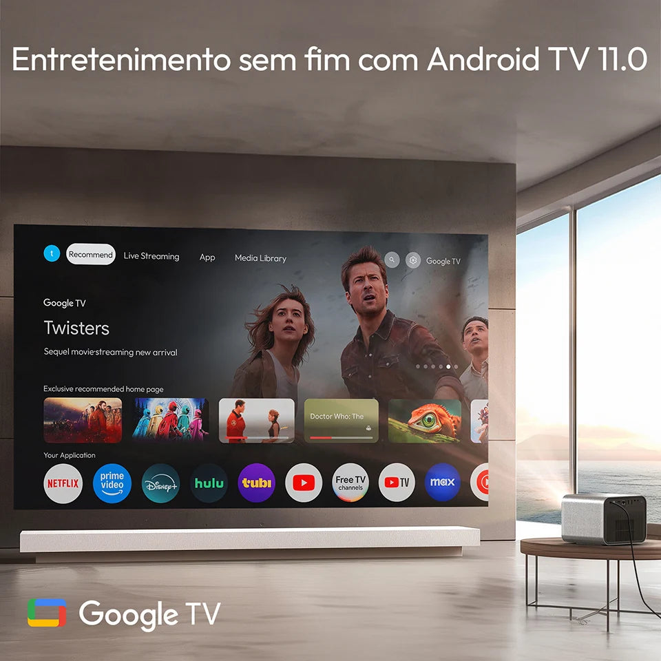 BYINTEK R90 Max Full HD 1080P Projector 4K DLP 2200 ANSI Lumens Android TV 11.0  3D 4K Supported Smart  Home Theater  Projector