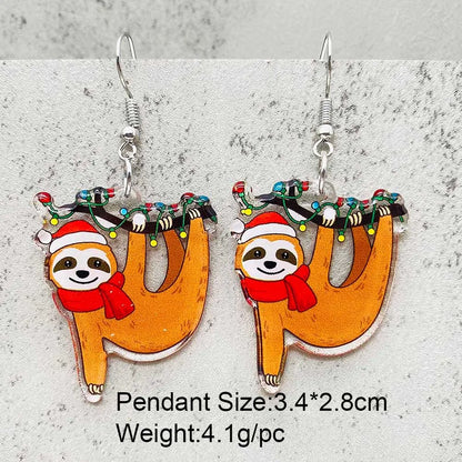 Cute Christmas Earrings Colorful Lights Christmas Tree Cat Acrylic Earrings for Women Holiday Jewelry Accessories Gifts
