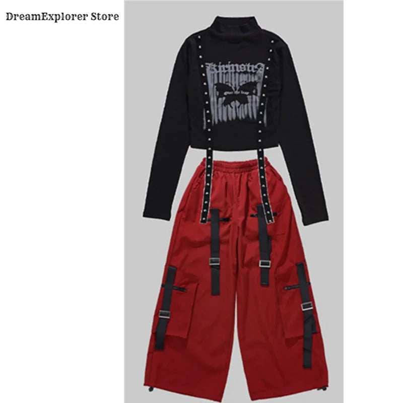 Boys Hip Hop Fashion Sweatshirt Vest Street Dance Cargo Pants Girls K-pop Top Jazz Costume Children Clothes Sets Kids Streetwear