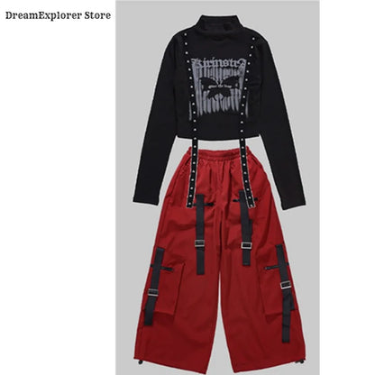 Boys Hip Hop Fashion Sweatshirt Vest Street Dance Cargo Pants Girls K-pop Top Jazz Costume Children Clothes Sets Kids Streetwear