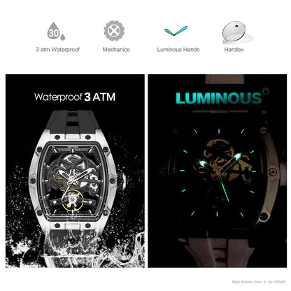 MEGIR 2242 Blue Automatic Men’s Watch Sport Mechanical Skeleton Waterproof