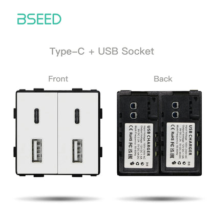 BSEED 65W PD Fast Charge Module Quick Charge Socket Part 1/2 USB Type-C 20W Wall Phone Charger Plug Support BSEED Frames