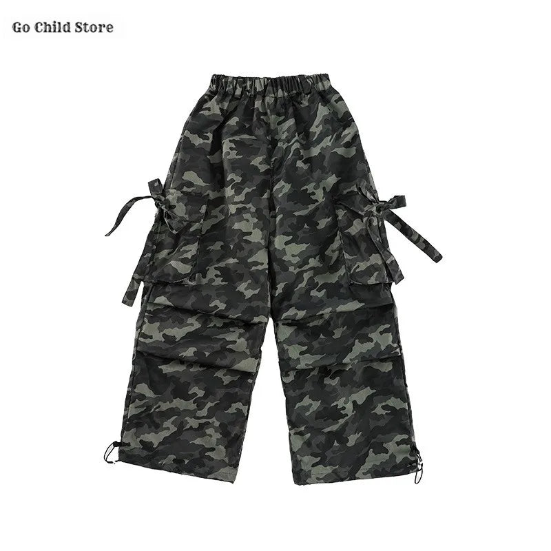 Girls Hip Hop Maillard Plaid Shirt Camouflage Cargo Pants Boys Street Dance Costumes Kids Jazz Clothes Sets Children Streetwear