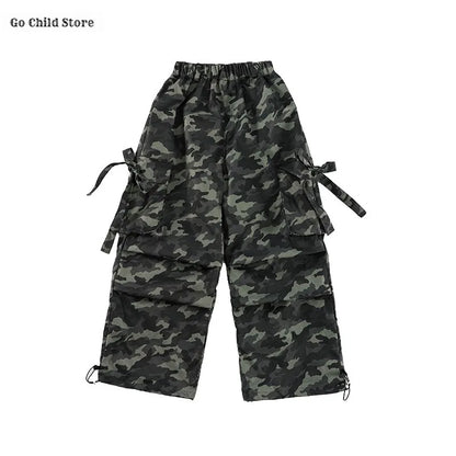 Girls Hip Hop Maillard Plaid Shirt Camouflage Cargo Pants Boys Street Dance Costumes Kids Jazz Clothes Sets Children Streetwear