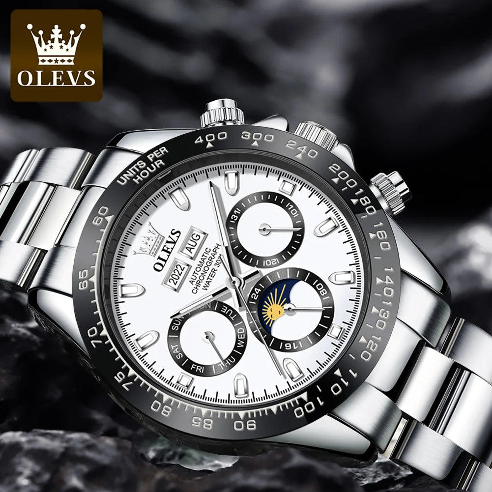 OLEVS 6654 Luxury Men’s Automatic Mechanical Watch Chronograph Waterproof