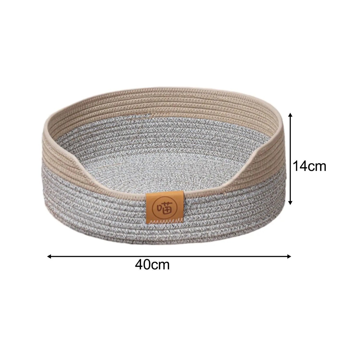 Rope Woven Cat Bed Basket Portable Lounge Bed Comfortable Rest Kitty Bed