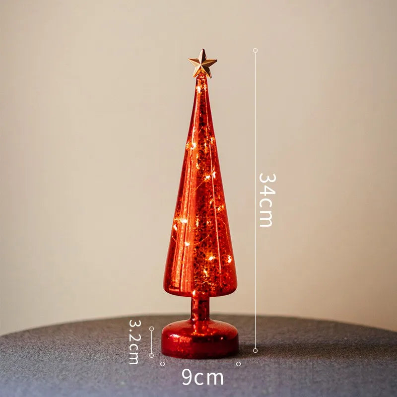 Christmas Tree Glass Night Light for Home Xmas Romantic Holiday Atmosphere Arbol De Navidad Ornaments LED Luminous Decoration