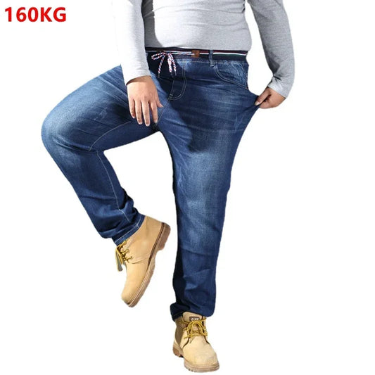 Autumn stretch jeans men's oversized elastic waist loose oversized jeans 160kg 8XL 7XL 6XL denim jeans oversized mens pants
