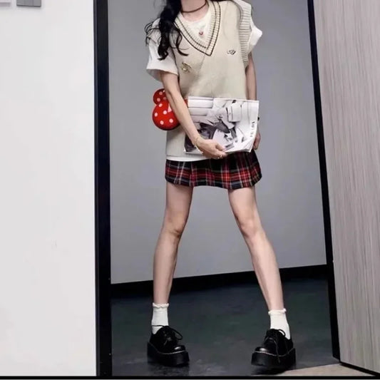 Loafers Thick Soled Retro Black Leather Shoes Women's 2025 Autumn Winter New Item Japanese Style College Style Lace Up Loafers