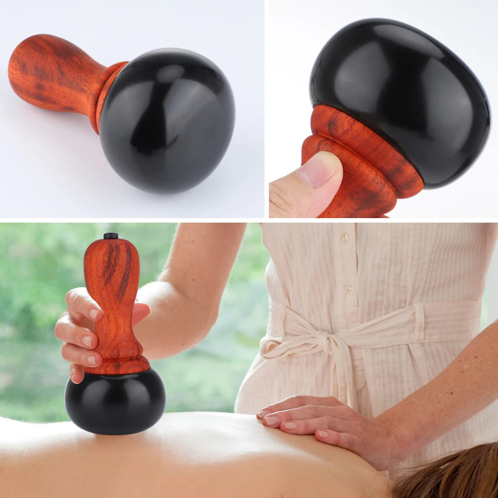 Hot Stone Vibration Massager Guasha Bianstone Spa Tool Muscle Relaxation Therapy