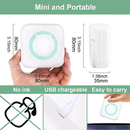 Mini Printer Thermal Adhesive Labels Printer Sticker Bluetooth Mini Pocket Label Notes Printer for Home and Office Android IOS
