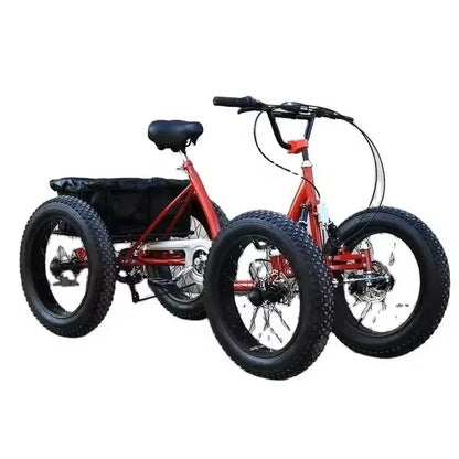 20inch Cargo Bike Fat Tire 4 Wheel Bicycle Pedal Four Wheeler Can Be Used As Cargo for City Travel with Storage Basket Bicicleta