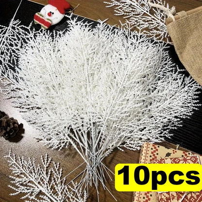 White Pine Needles Artificial Christmas Tree Ornaments DIY Leaf Branches Wreath Home Garden Decoration New Year Party Supply