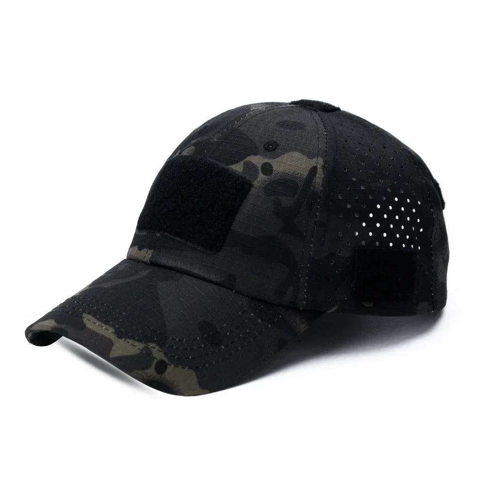 1Pcs Men Camouflage Baseball Cap with Velcro Autumn Sun Hat for Hunting Fishing Hiking Outdoor Sports Easy for Hold Sunglasses