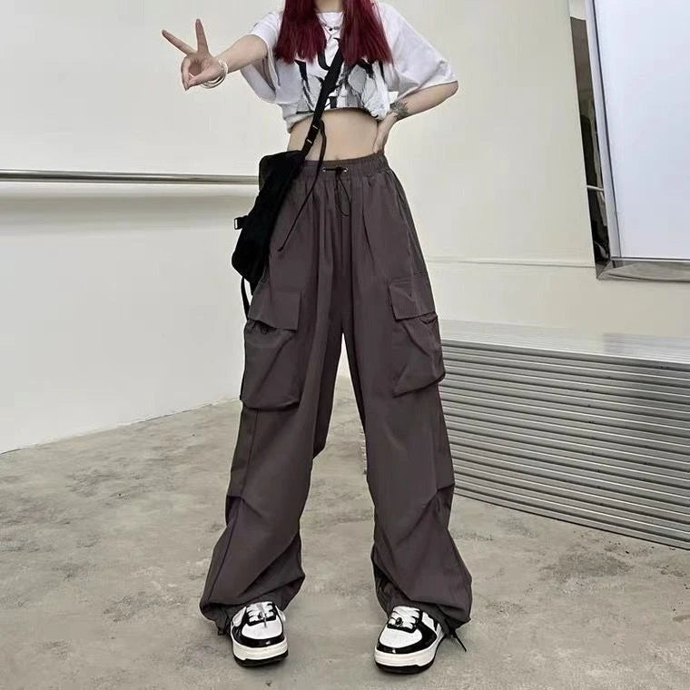 Retro Cargo Pants Women Fashion Streetwear High Waist Thin Casual Sweatpants Harajuku Sports Pants Woman Clothes Trousers Mujer