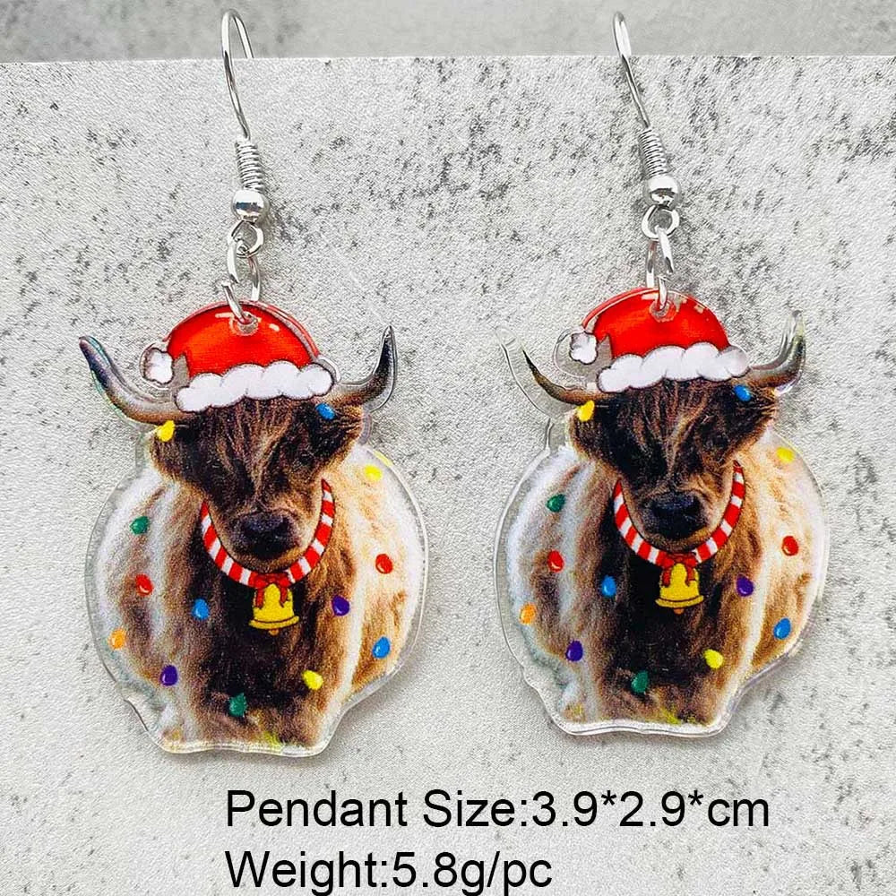 Cute Christmas Earrings Colorful Lights Christmas Tree Cat Acrylic Earrings for Women Holiday Jewelry Accessories Gifts